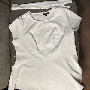 White fitted blouse with waist tie